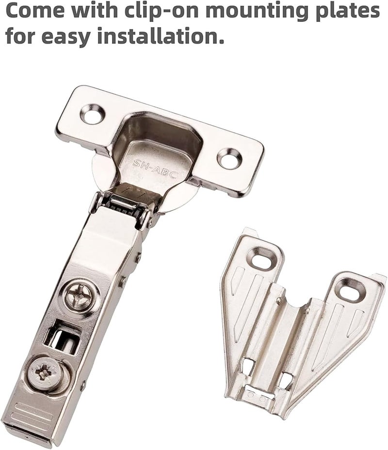 DecoBasics (40 PCS) Full Overlay Soft Close Cabinet Hinges for Kitchen Cabinets - 105Â° Face Frame Concealed Cabinet Door Hinge -3 Way Adjustability -Clip on Plate & Matching Screw 4 Easy Installation - Image 4